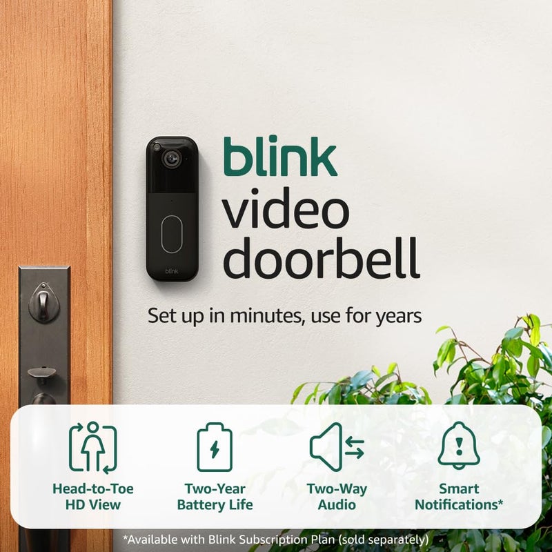 Blink Video Doorbell (newest model) – Head-to-toe HD view, two-year battery life, and simple setup. Sync Module Core included – System (Black) - Image 1
